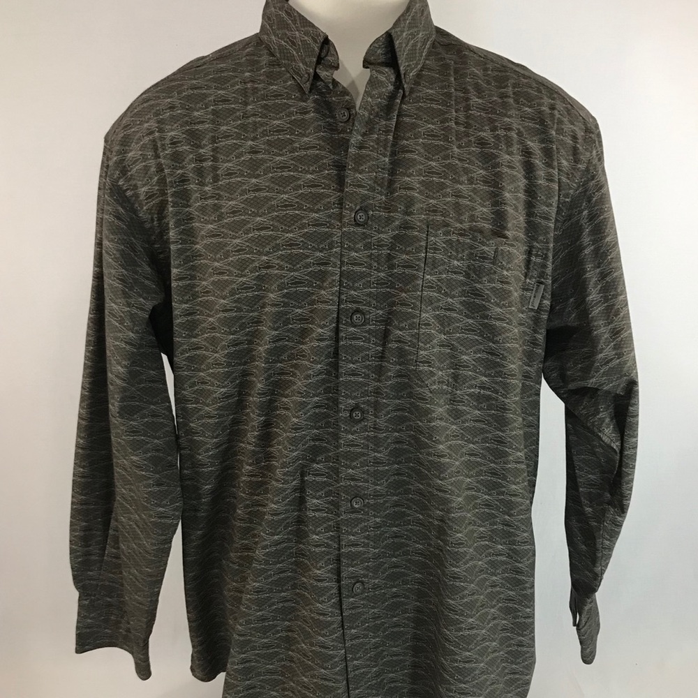 Woolrich Shirt 2XL Brown Fish Print